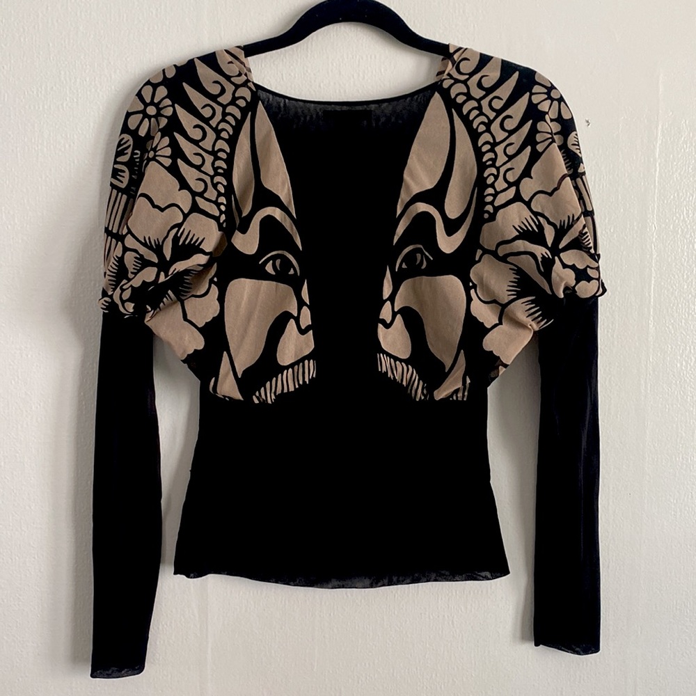 Vivienne Tam opera mask mesh top